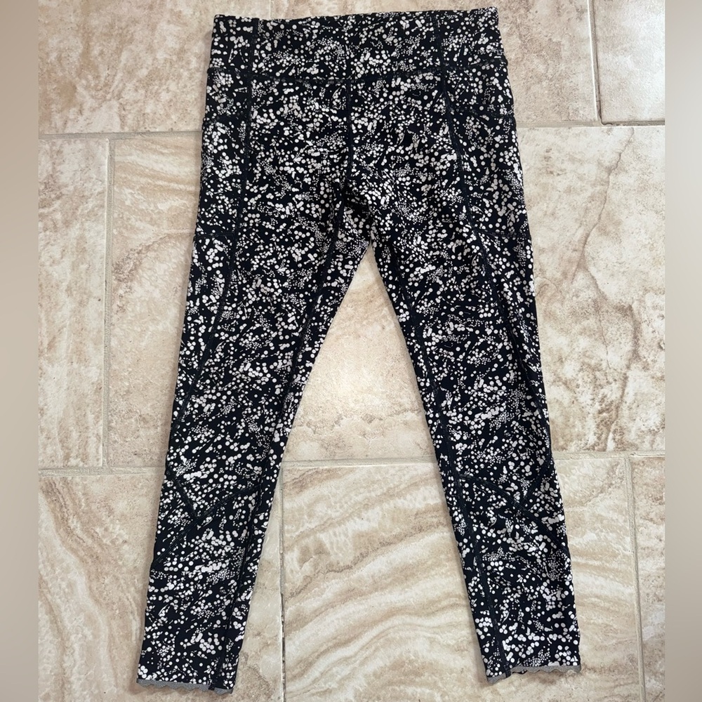 Lululemon Tight Stuff‎ Tight II Splatter White Black / Black Size 8 - Picture 7 of 12